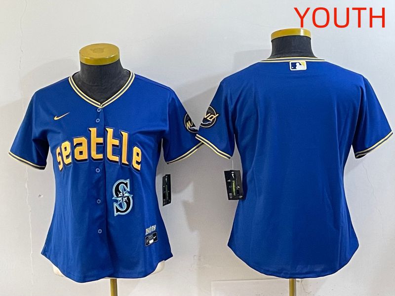 Youth 2025 Seattle Mariners Blank Blue City Edition Nike MLB Jersey style 5